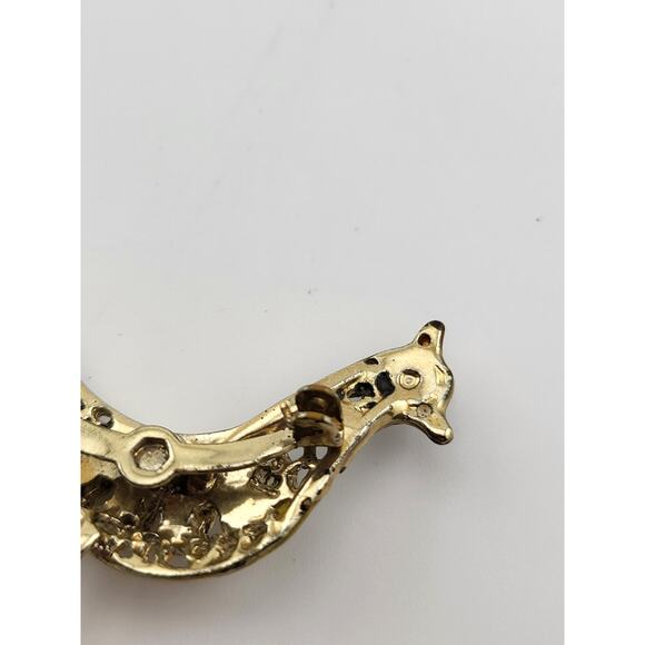 Vintage Peacock Rhinestone Brooch Gold Tone Enamel Bird Pin - Picture 8 of 9